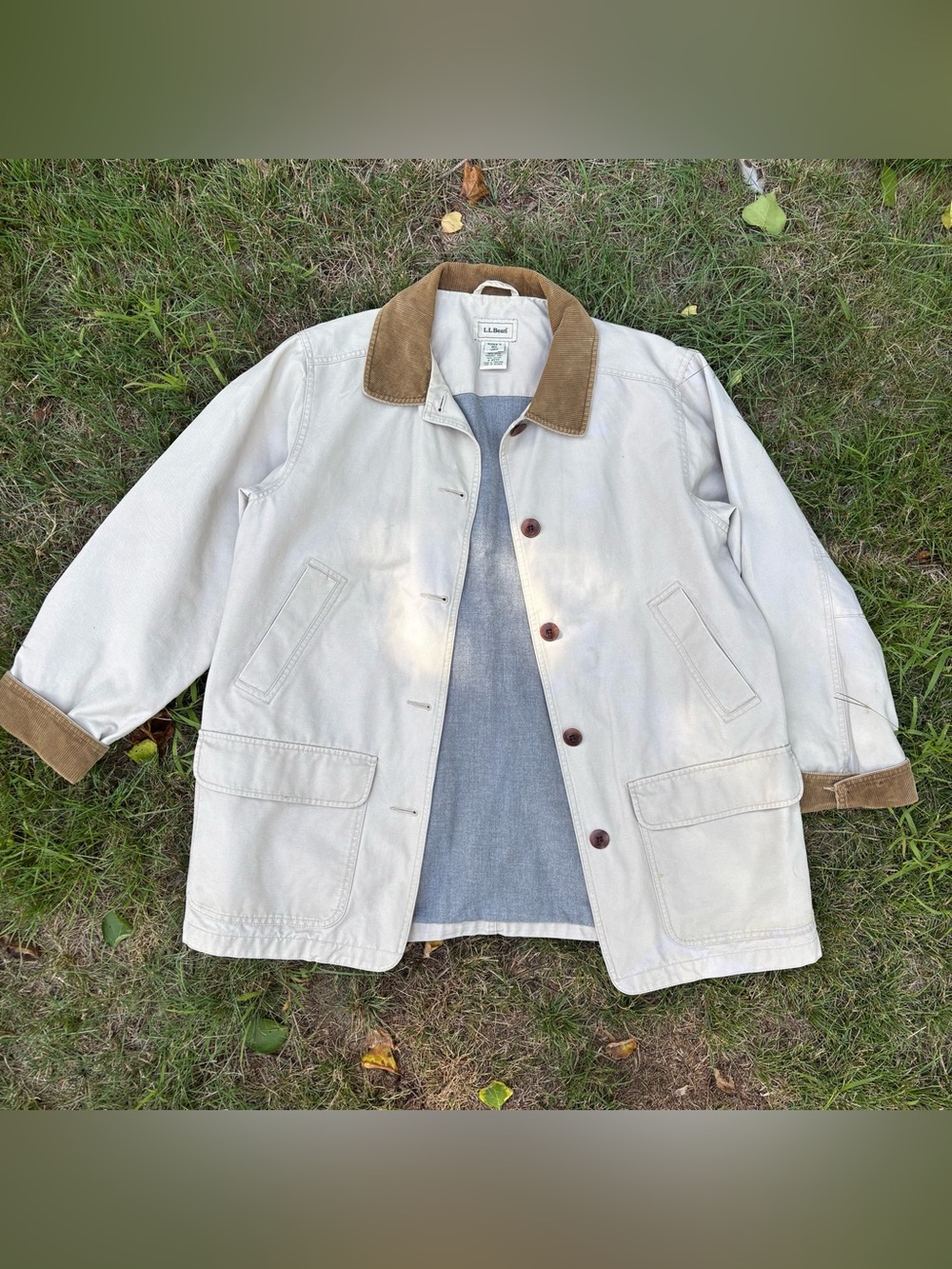 Llbean tan chore coat lined size large